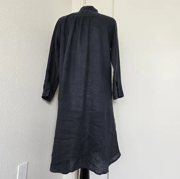 CP Shades Lara Black Midi Shirt Dress Lagenlook Boho Relaxed Size Medium - Picture 4 of 15